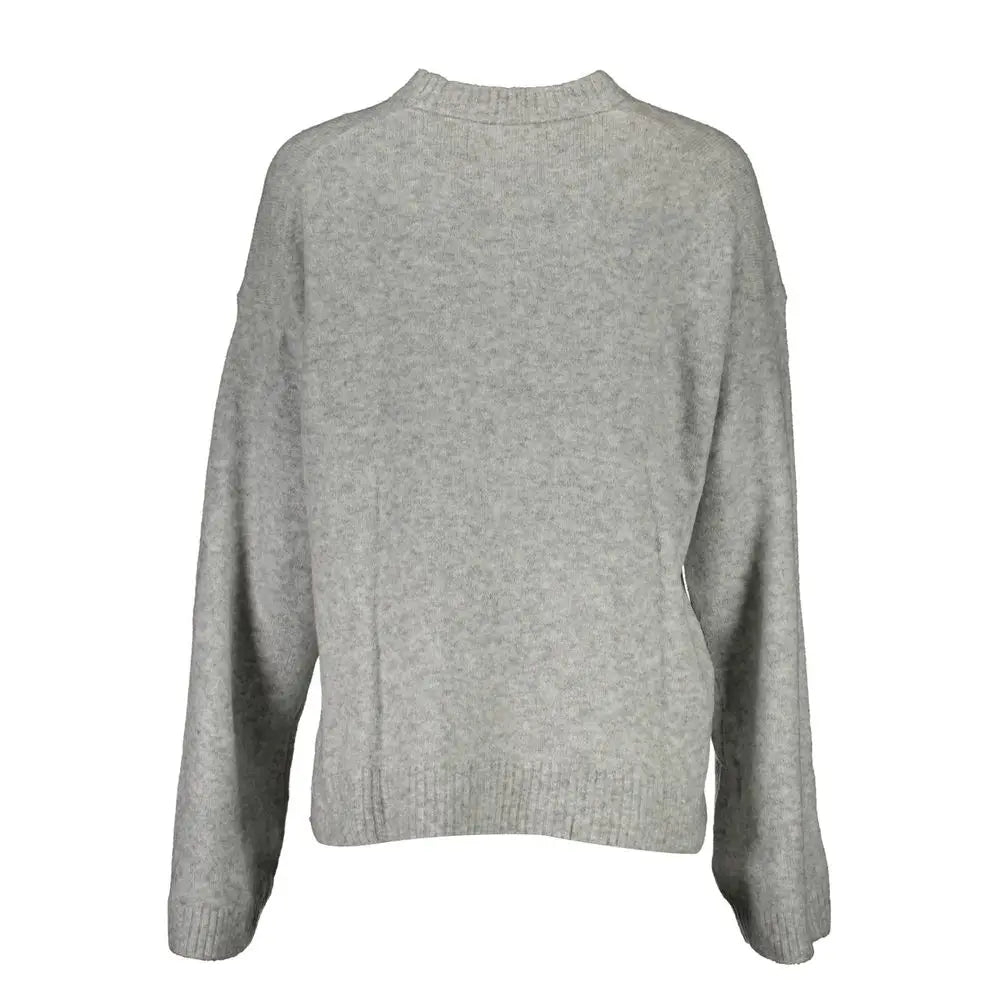 Calvin klein grigio pull en acrylique gris chiné doux avec coupe décontractée et poignets côtelés