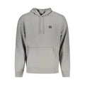 Sweat-shirt homme calvin klein gris clair en coton avec logo discret sur la poitrine et cordons assortis