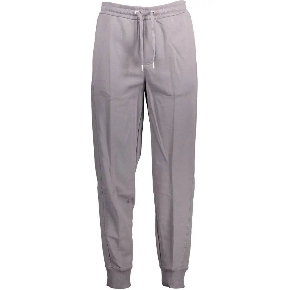 Pantalon de sport gris calvin klein en coton avec taille à cordon et poignets côtelés pour homme