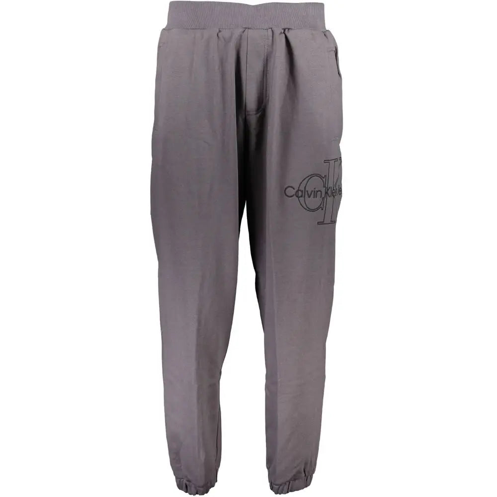 Joggers gris calvin klein en coton avec logo brodé discret sur la cuisse pour homme