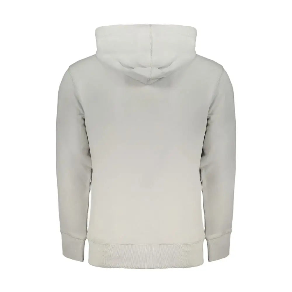 Sweatshirt calvin klein grigio pour homme en coton blanc cassé avec capuche coupe décontractée et poignets côtelés