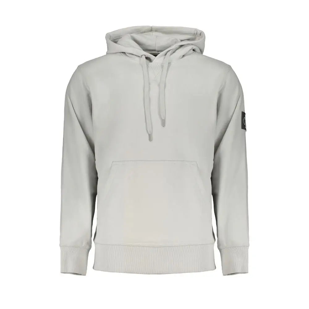 Calvin klein grigio sweatshirt homme en coton gris clair à manches longues avec poche avant et cordons de serrage
