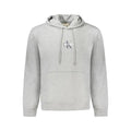 Sweatshirt avec capuche calvin klein gris chiné en coton avec logo discret sur la poitrine et cordons assortis