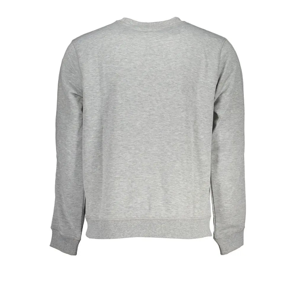 Sweatshirt homme calvin klein gris chiné en polyester manches longues col rond et poignets côtelés