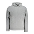 Une hoodie calvin klein grigio en polyester gris chiné avec un logo vertical discret sur la manche gauche