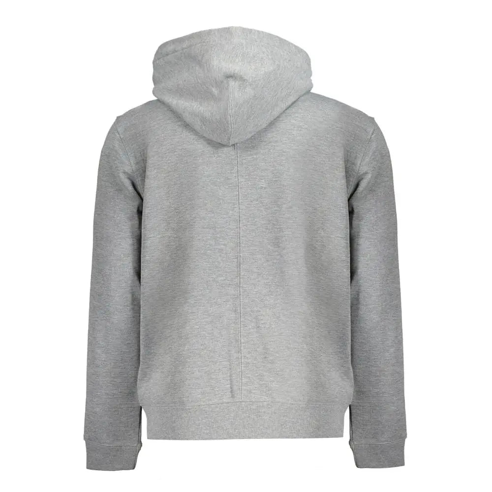Calvin klein grigio polyester sweat à capuche zippé gris chiné en tissu doux avec poignets côtelés pour homme