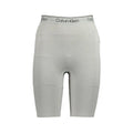 Calvin klein gray ribbed bike shorts with branded waistband made of polyester for women