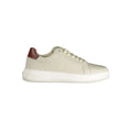 Baskets homme calvin klein grigio en cuir synthétique crème avec talon bordeaux et semelle en caoutchouc blanche