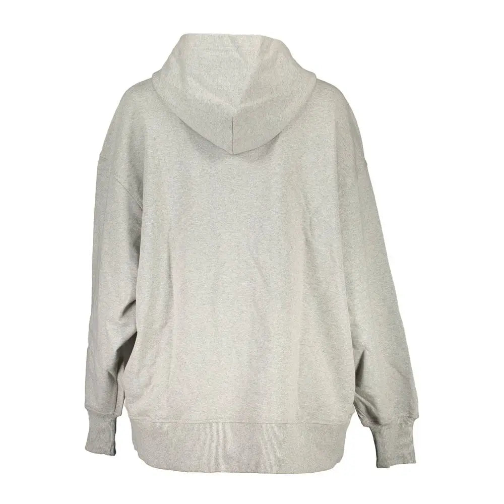 Calvin klein grigio felpa donna en coton recyclé gris chiné avec coupe décontractée et poignets côtelés