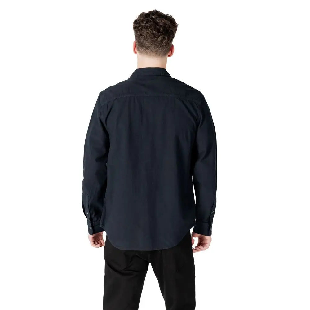 Chemise noire en coton calvin klein jeans à manches longues avec col classique et coupe ajustée