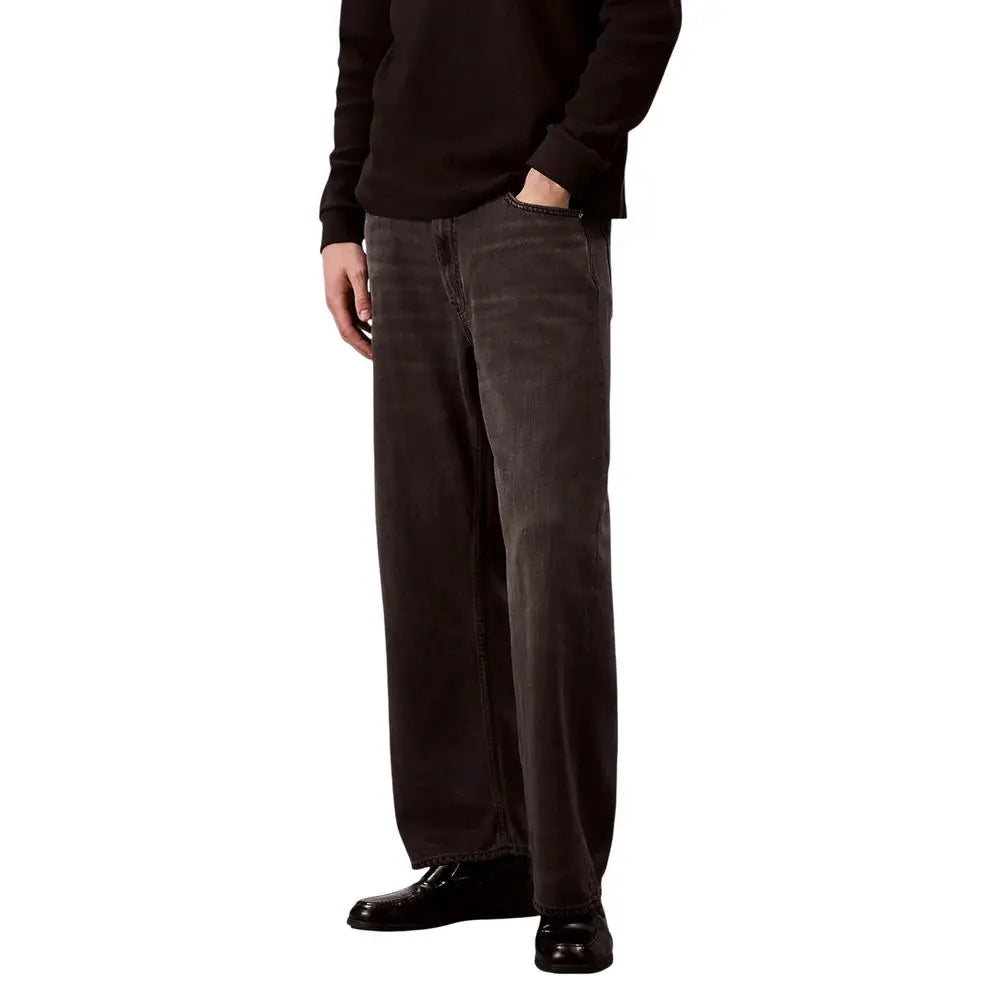 Jeans Calvin Klein noirs en lyocell coupe décontractée large avec délavage subtil en denim gris foncé
