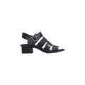 Sandale noire en cuir avec talon bloc et bride réglable à boucle argentée calvin klein jeans polyester