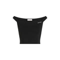 Calvin klein jeans top noir en viscose crop top épaule dénudée pour un style casual élégant