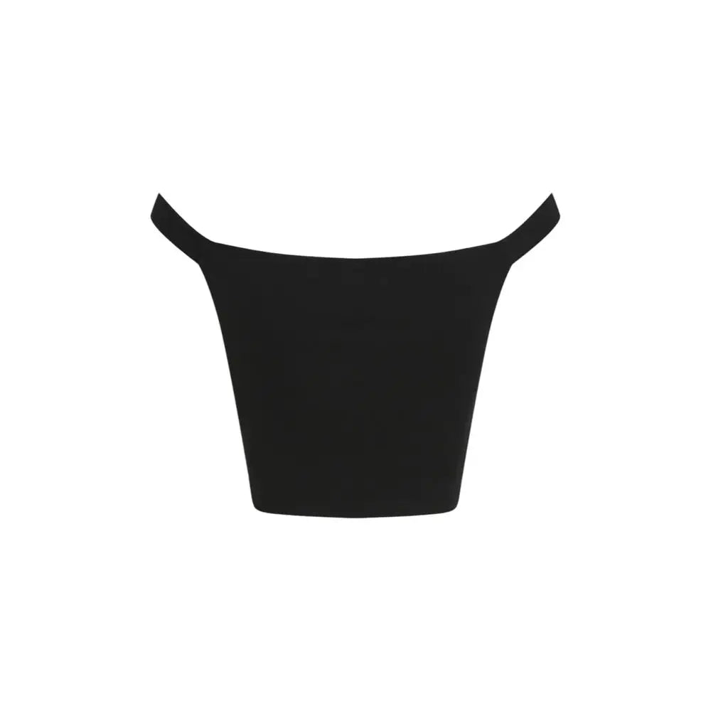 Calvin klein jeans top noir en viscose crop top épaule dénudée avec une silhouette ajustée élégante
