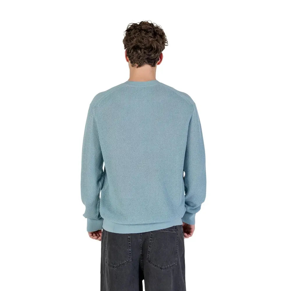 Calvin klein jeans sweat-shirt bleu en coton avec manches longues et col rond en maille gaufrée