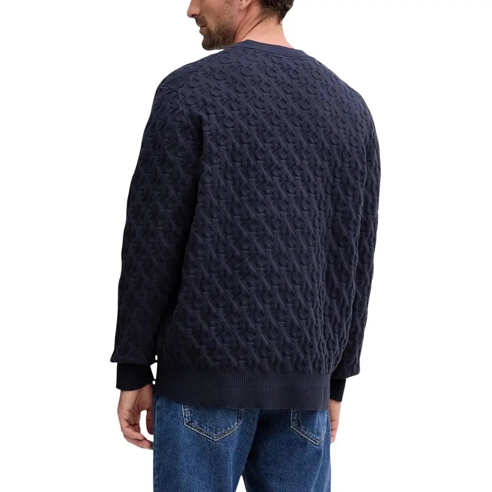 Pull en coton bleu calvin klein jeans avec motif torsadé texturé couleur bleu marine foncé