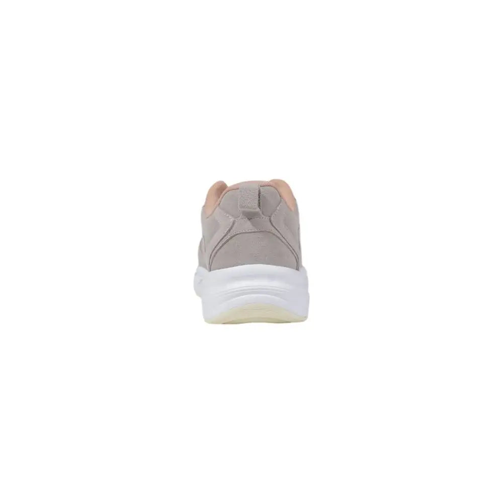 Calvin klein jeans baskets athlétiques en cuir artificiel gris avec tige beige en daim semelle blanche et doublure pêche