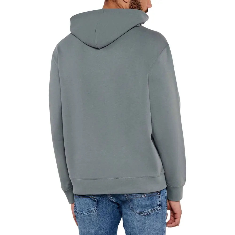 Sweat à capuche gris calvin klein jeans en coton avec tissu doux texturé et poignets côtelés