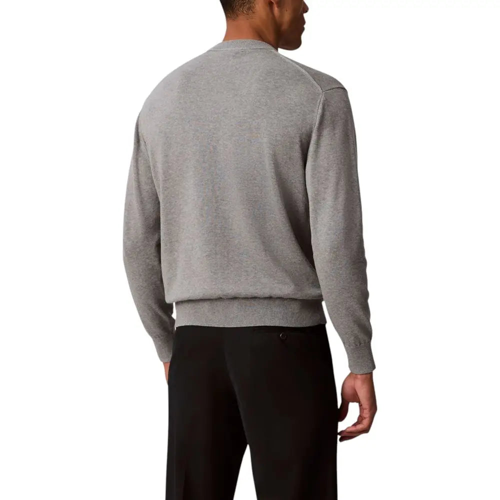 Sweatshirt calvin klein jeans gris en coton avec manches longues et bordures côtelées pour homme