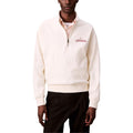 Sweatshirt blanc en coton de Calvin Klein Jeans, coupe classique avec logo discret, porté sur un mannequin.