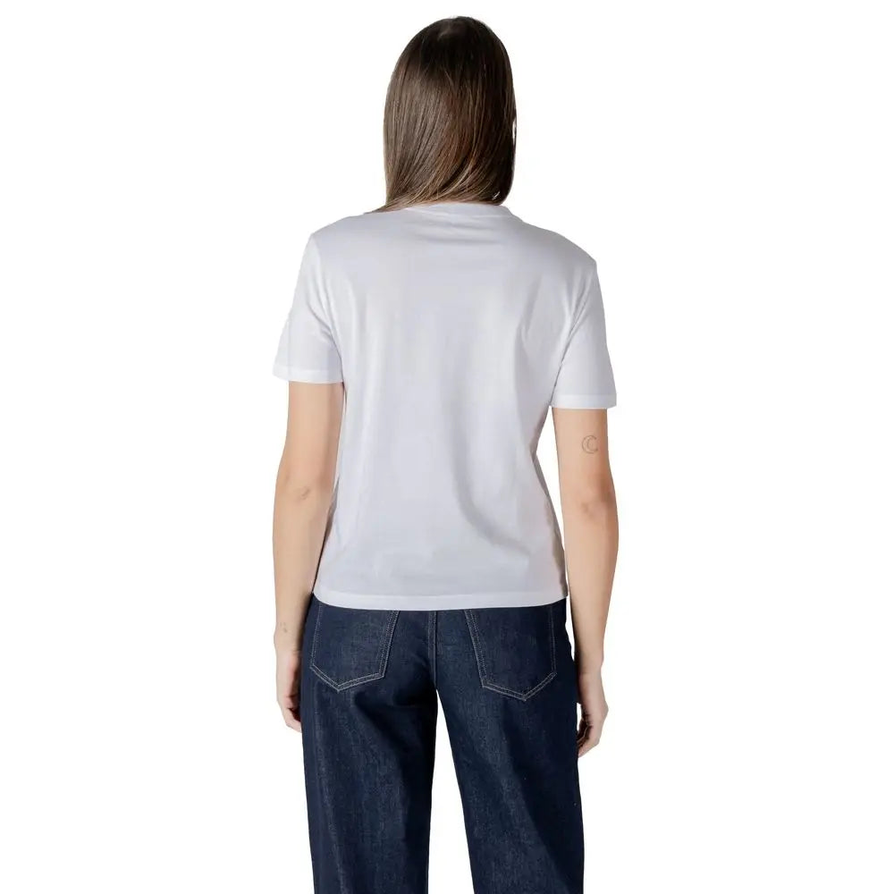 T-shirt blanc en coton à manches courtes avec col rond simple de calvin klein jeans