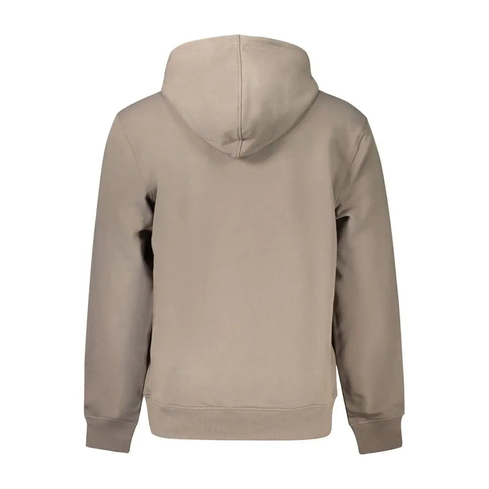 Sweat à capuche marrone calvin klein beige en coton avec tissu doux et design simple pour homme