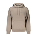 Beige calvin klein marrone cotton hoodie pour homme avec logo brodé discret et poche avant pratique