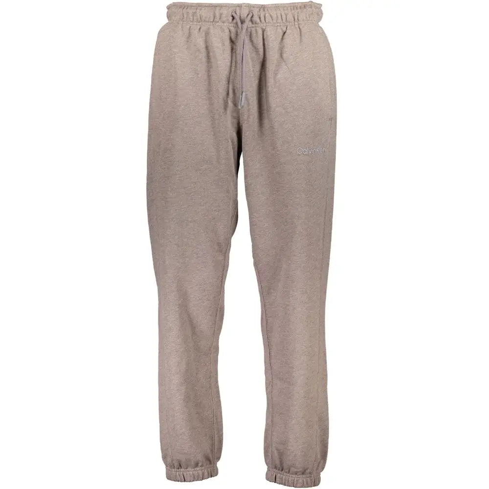 Beige chiné jogger en coton calvin klein marrone pour homme avec taille cordon et poignets élastiques