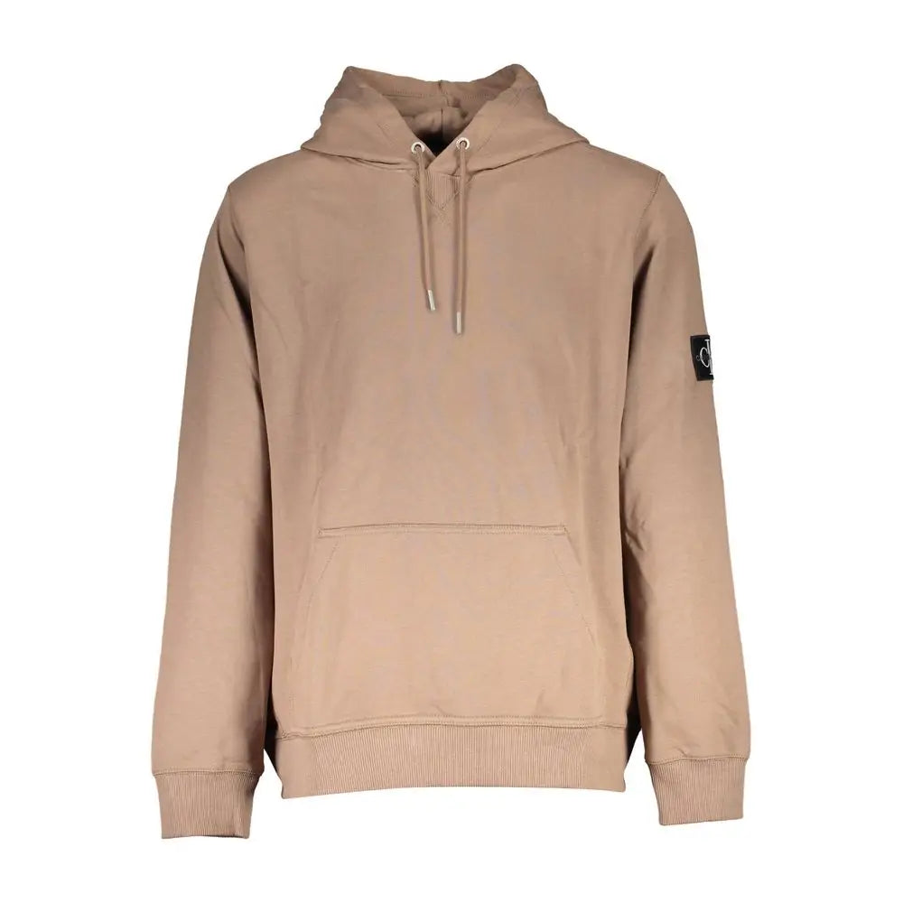 Sweat à capuche beige Calvin Klein Marrone en coton avec poches avant et poignets côtelés pour homme