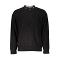 Pull calvin klein nero en coton noir côtelé avec logo blanc sur le col pour homme