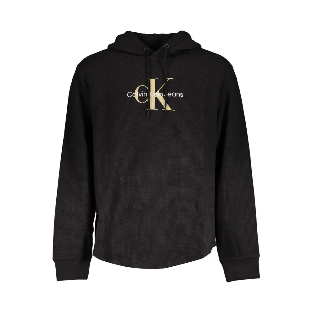 Calvin klein nero coton sweat-shirt homme noir avec logo ck doré brodé sur la poitrine