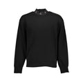 Sweatshirt homme calvin klein nero en coton noir avec col et poignets côtelés et logos ck blancs brodés