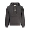 Hoodie homme calvin klein nero en coton gris foncé avec logo blanc brodé sur la poitrine et cordons assortis