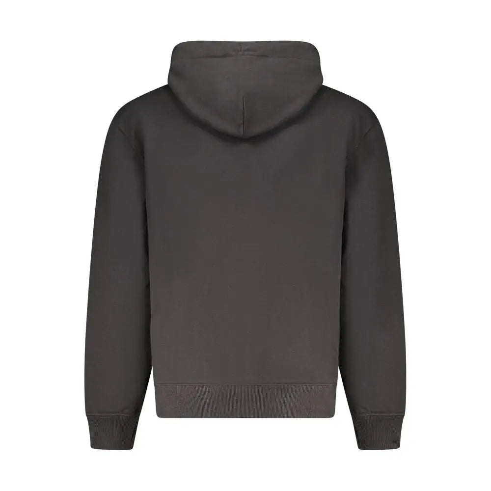 Sweat à capuche calvin klein nero pour homme en coton gris foncé avec poignets et ourlet côtelés
