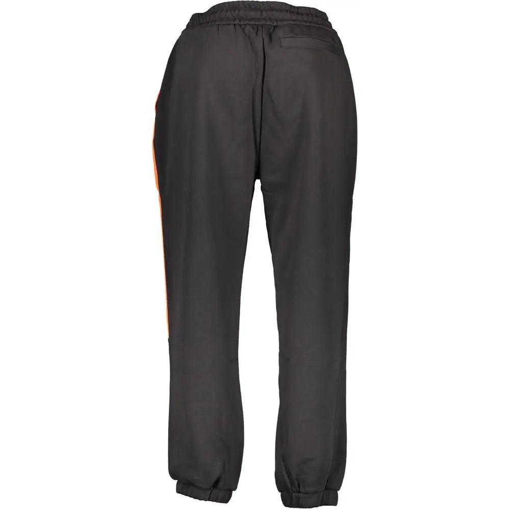 Pantalon de survêtement noir en coton calvin klein pour homme avec bande verticale orange sur le côté extérieur