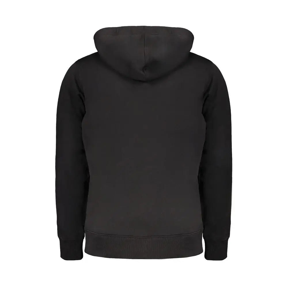 Sweatshirt noir calvin klein pour homme en coton avec capuche et poignets et ourlet côtelés