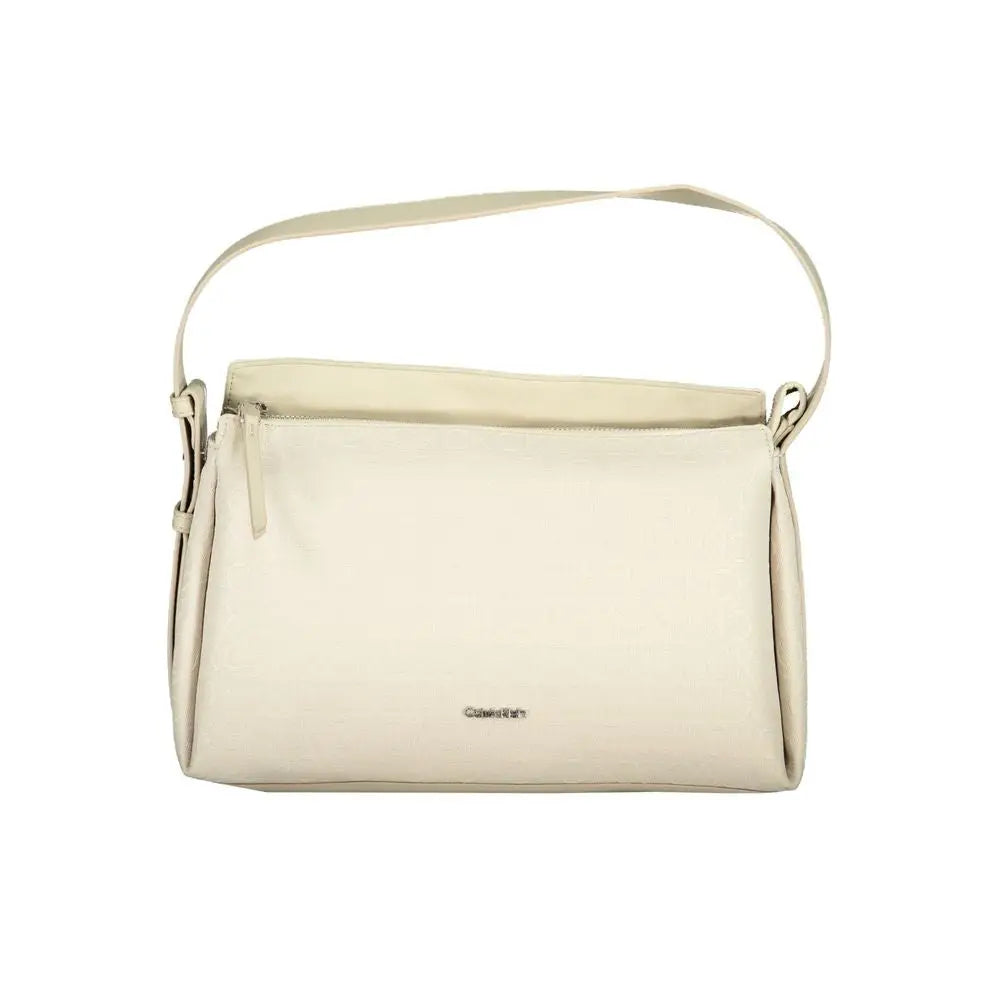 Sac bandoulière en cuir crème calvin klein avec design minimaliste et sangle ajustable