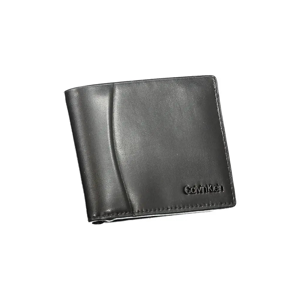 Portefeuille homme calvin klein nero en cuir noir avec design minimaliste et couture discrète sur les bords