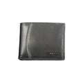 Portefeuille calvin klein nero en cuir lisse noir avec design subtil de couture incurvée pour homme