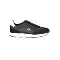Sneaker calvin klein nero en cuir noir avec logo blanc et empeigne texturée pour femme