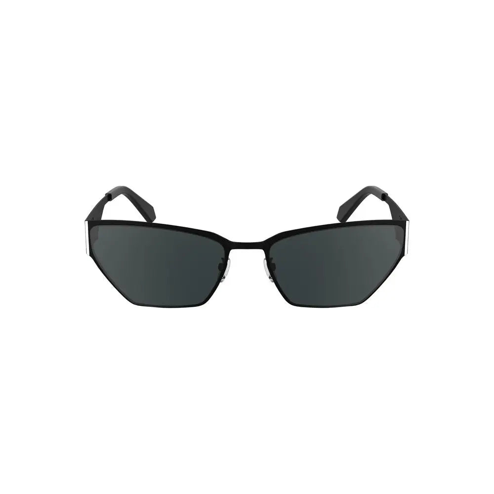 Lunettes de soleil calvin klein nero metallo pour femme avec monture noire moderne et verres gris foncé