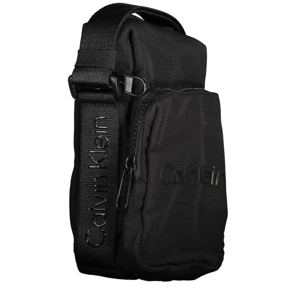 Calvin klein nero nylon sac bandoulière homme noir en tissu texturé avec logo embossé