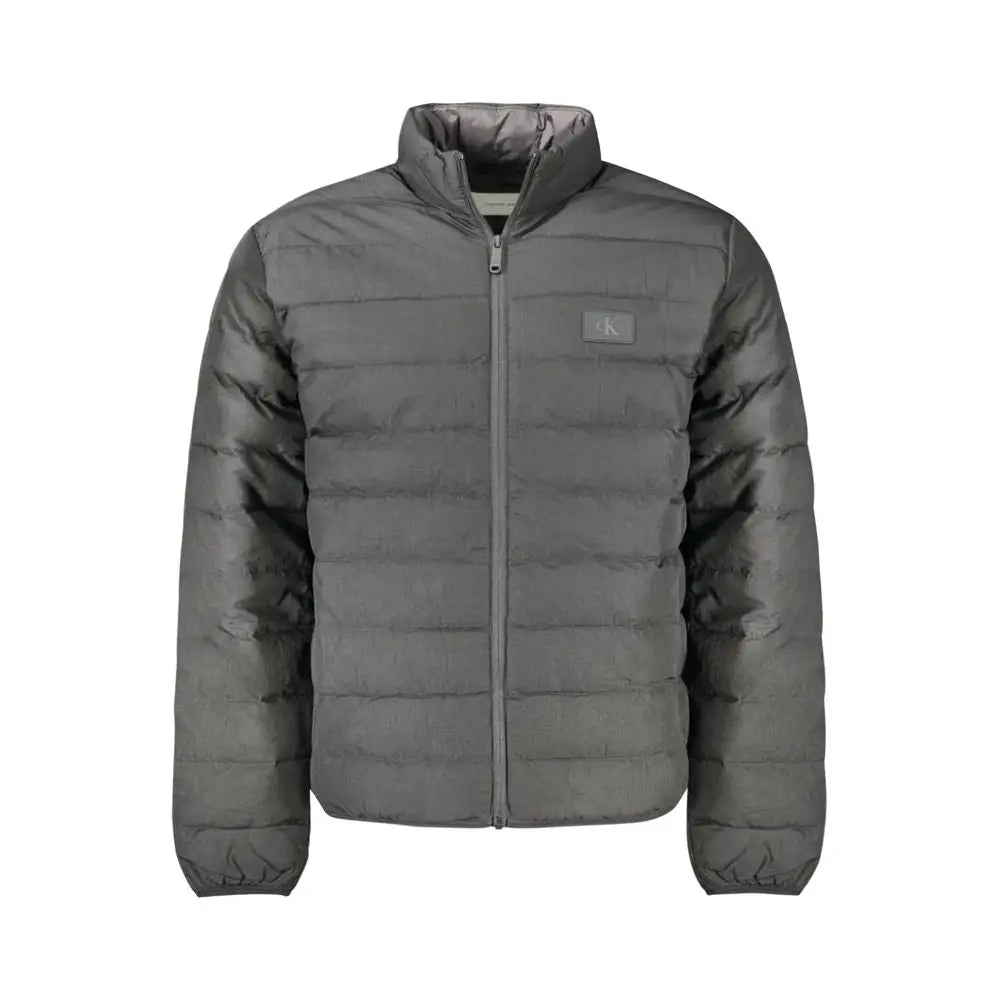 Veste matelassée puffer gris foncé calvin klein nero poliammide pour homme avec col montant et fermeture éclair