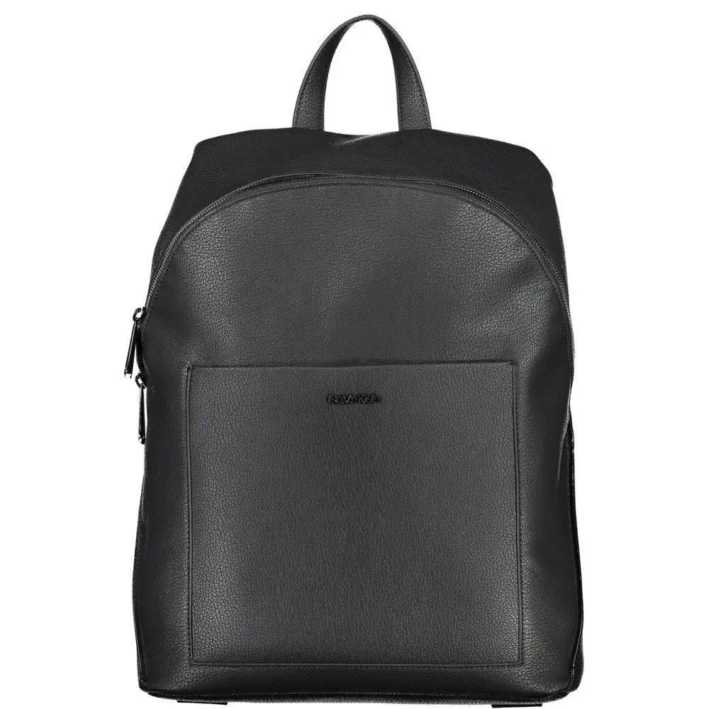 Sac à dos calvin klein nero poliestere en cuir noir texturé avec poche zippée avant et poignée supérieure