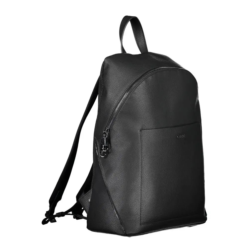 Sac à dos calvin klein nero poliestere pour homme en cuir noir texturé au design minimaliste avec logo discret
