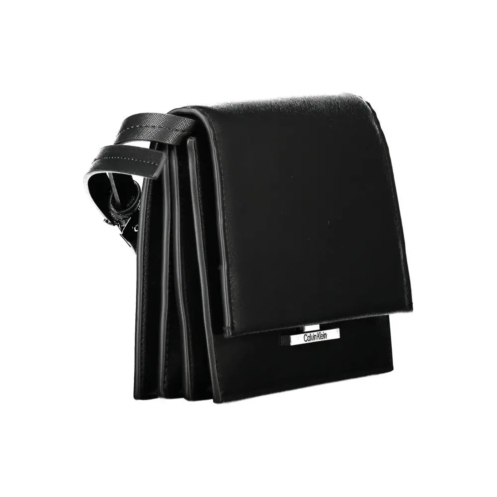 Sac bandoulière femme calvin klein nero poliuretano noir en cuir structuré avec finition texturée