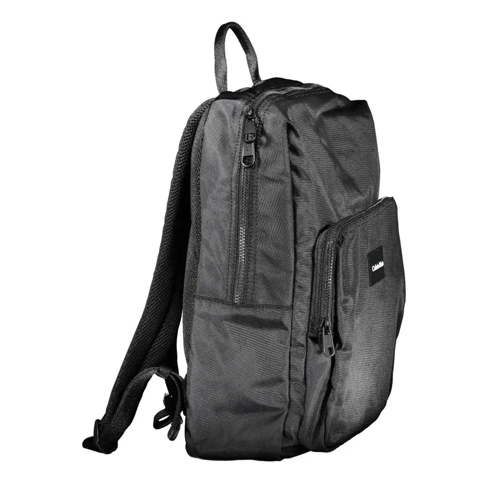 Calvin klein nero polyester sac à dos noir avec tissu texturé et plusieurs compartiments zippés pour homme