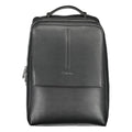 Sac à dos calvin klein nero en cuir noir texturé avec poignée supérieure et poche zippée avant en polyester