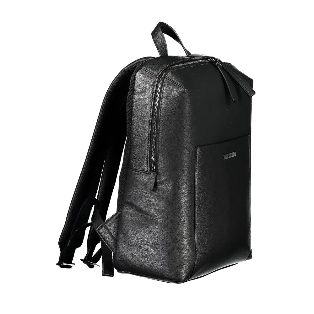 Sac à dos calvin klein nero en polyester noir avec design minimaliste et texture subtile en cuir