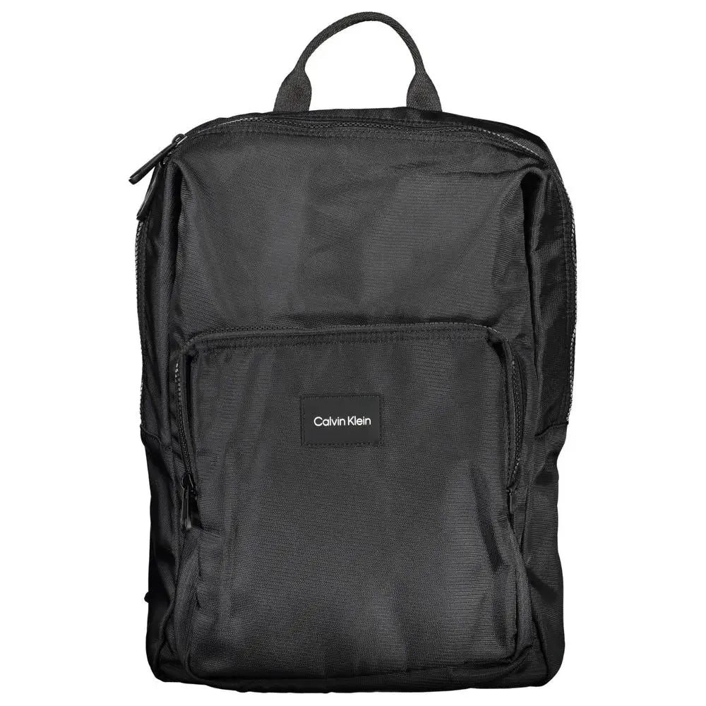 Calvin klein nero polyester sac à dos homme noir en tissu texturé avec coutures subtiles